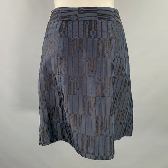 MARC by MARC JACOBS Size 0 Navy Black Cotton Blend Geometric Buttoned Midi Skirt - Picture 3 of 5